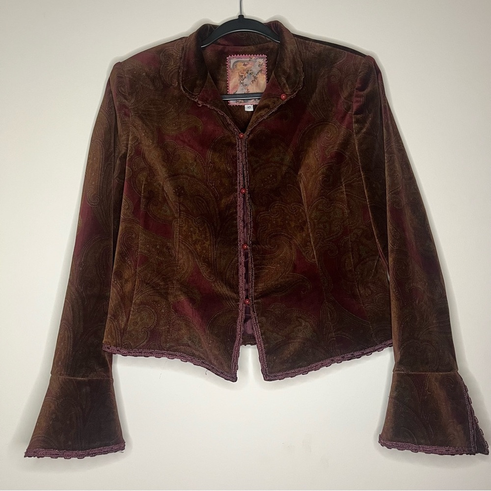 Z by Zelda Vintage Paisley Velvet Blazer Jacket Woman's Boho Whimsigoth Size 10